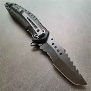 Tactical Folding Knife with Serrated Blade, Glass Breaker & Bottle Opener, EDC Pocket Knife for Men, Outdoor Survival Camping