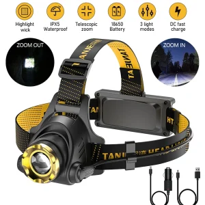 Led Headlamp USB Rechargeable Powerful Batteries Headlight Camping